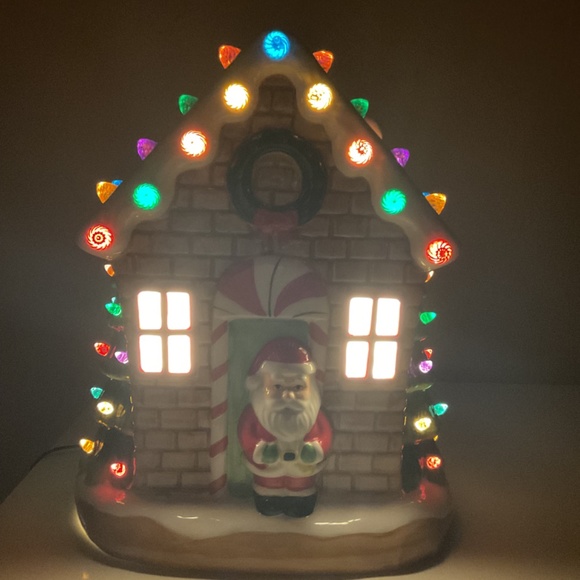Lighted Ceramic Gingerbread House - Picture 2 of 8